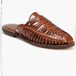 Sam Edelman leather woven flat huarache mules/sandals great condition